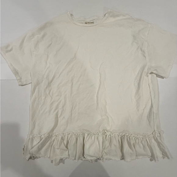 We The Free Tops - New! We The Free White Oversized Women’s Short Sleeve Ruffle Top  Size- Large